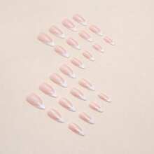 24 piezas de láminas de uñas con estilo francés aptas para damas y niñas, ideales para citas, fiestas, festivales, decoración del Día de San Valentín, pegatinas de manicura francesa simple, uñas postizas desprendibles (incluye hojas de pegamento y limas de uñas hoy)