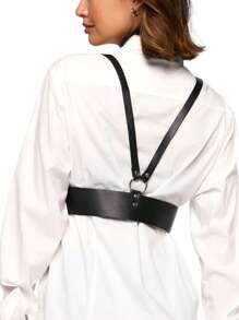 1 Classic Sexy Lingerie Accessory Fashion PU Leather Women's Black PU Leather Waist Shapewear Chest Drawstring Gothic Style Holiday Wear With A Belt