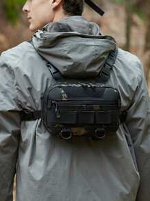 Bolsa de pecho para hombres, bolsa MOLLE para exteriores, bolsa de camuflaje multifuncional para pesca, ciclismo, campamento, adecuada para adolescentes, atuendo casual de verano, deportes al aire libre, viajes de vacaciones, regalos de cumpleaños o accesorios de graduación