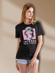 2pcs Figure & Letter Graphic Tee - Grey / Black - View 7