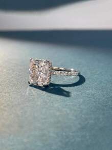 1 pièce Anneau unique en argent sterling S925 serti de pierre précieuse colorée et de diamant taille flocon de neige, cadeau idéal pour la Saint-Valentin ou un anniversaire