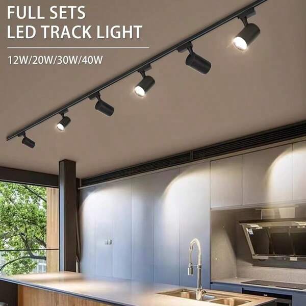 CANMEIJIA (Set) 6 unidades Conjunto de focos de carril 220V Lámpara de techo de puntos LED Accesorio de iluminación Lámparas de pared Iluminación de riel COB 12/20/30/40W para el hogar y la cocina