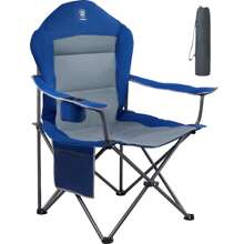 Folding Camping Chair High Back, Padded Lawn Chair, Portable Outdoor Chair For Adults, Supports 350 Lbs, Blue - Blue - View 11
