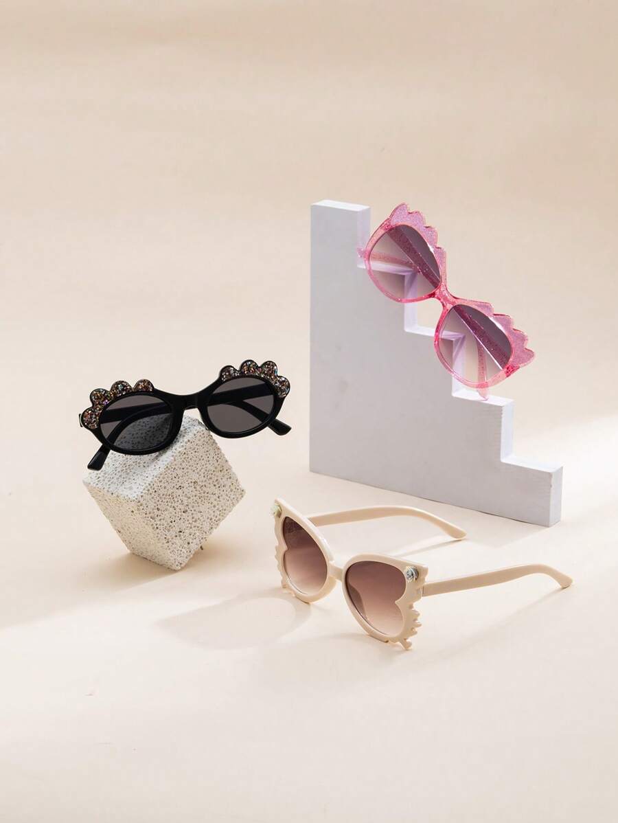 1 Pair/3 Pairs Children's Oval Monster Sequin Bow Fashion Decorative Fashion Glasses - Multicolor - View 1