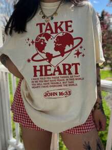 Women's Personalized Print Pattern Round Neck Short Sleeve Casual T-Shirt, Fashionable Versatile For Daily Wear, Spring/Summer