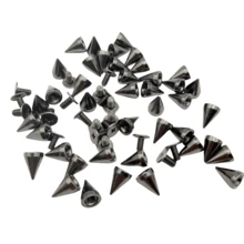 100 件 7x10 毫米锥形尖钉铆钉，金属金字塔朋克铆钉，适用于服装、夹克、鞋子/靴子装饰、DIY 皮革工艺品 - 槍黑100套裝尖頭鉚釘 - 查看 4