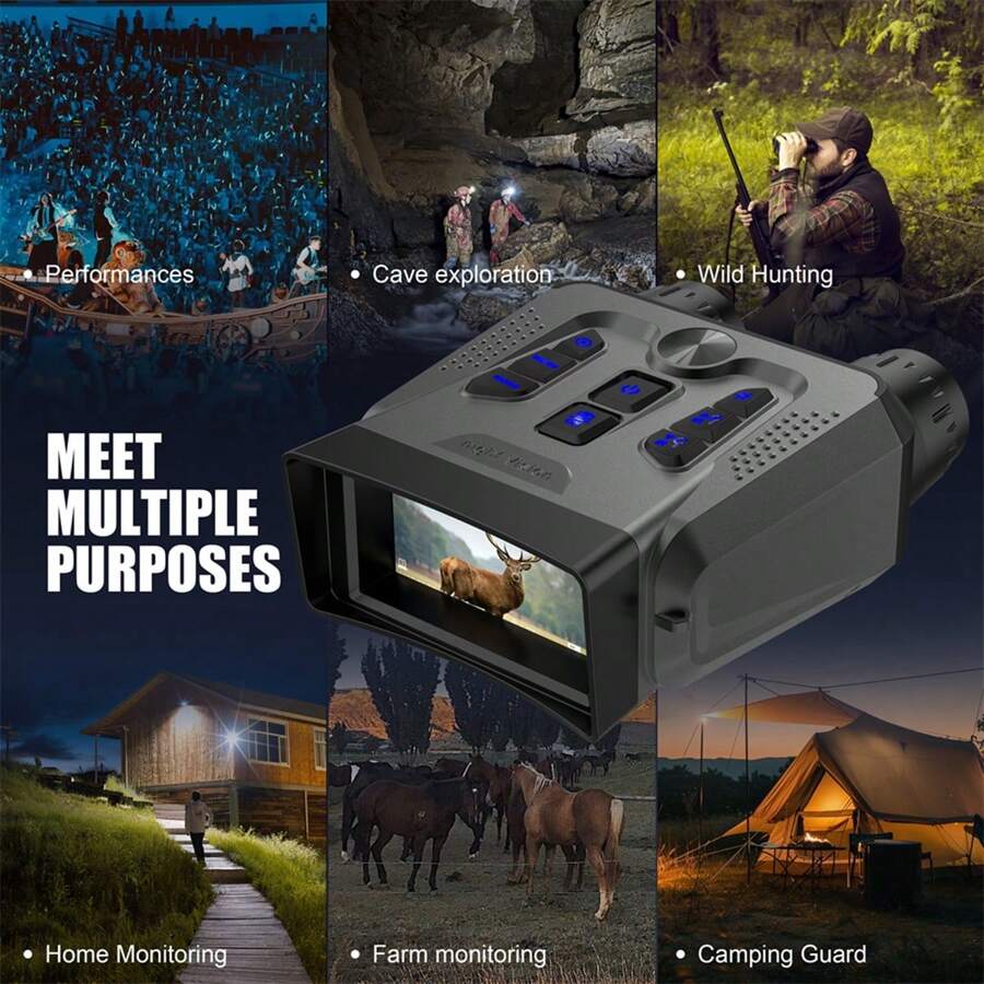 Night Vision Goggles Binoculars With LCD Screen 4K Night Vision Binoculars For Adults, Dual Night Vision Modes Binoculars With 4000mAh Battery, 32GB SD Card Included For Adventure And Surveillance,Tracking Up To 500 Meters (Black)