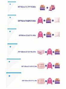 Set de 5 piezas/3 piezas/1 pieza de bolsas de compresión al vacío gruesas, bolsas de almacenamiento impermeables y antihumedad para uso doméstico, ropa de cama, empaque, viaje, dormitorio, bolsas de compresión al vacío reutilizables, funda antipolvo para ropa, ahorro de espacio para vestidos, pantalones, zapatos, jeans, botas, faldas, bolsas para la escuela, accesorios y artículos escolares
