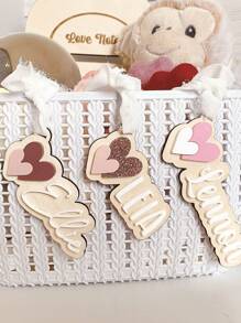 Heart Shape Name Tag "2025" Acrylic Name Tag, Kids Party Decoration & Keychain