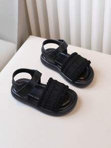 1 双夏季儿童凉鞋，男童/女童可调节钩环沙滩鞋，防滑软底露趾休闲凉鞋