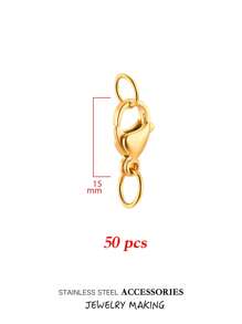 10 20 50 件/包 不锈钢龙虾扣挂钩连接器镀金带跳环适用于手链项链脚链链 DIY 珠宝制作配件用品连接 - Lobster clasp belt loop - 查看 27