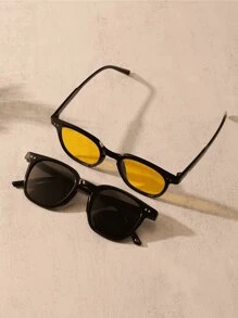 2 Pairs Round Frame Sunglasses Men Travel Accessories Casual Sunglasses Beach Sunglasses Sun Glasses Accessories Eyewear - 彩色 - 查看 2