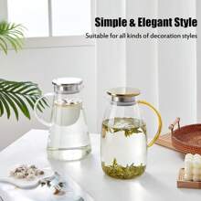 2-In-1 Glass Teapot 77 Oz, Heatproof Borosilicate Glass One-Touch Tea Kettle, Leakproof Infusion Beverage Pitcher - Multicolor - View 10