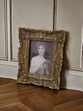 Retro European Resin Photo Frame, Rectangular Vertical Single Frame, Suitable For Indoor European Decoration, Elegant Desktop Display, Portable, Floor-Standing, No Electricity Required, Plastic Surface Gifts Birthday Graduation