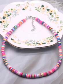 1 Pieza Collar sencillo con cuentas de colores bohemio de verano