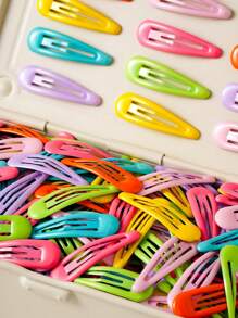 20pcs Colorful Geometric Snap Hair Clips For Girls, Princess Side Bangs Hairpins, Candy Color Hair Accessories Suitable For Teens, Party And Daily Use (OPP Bag) - Mixed color - View 4