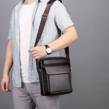 Men's Professional Shiny Leather Messenger Bag, Suitable For Business Travel, Men's Fashion Black Synthetic Leather Crossbody Bag - Adjustable Strap, Multi-Compartment Business Casual Shoulder Bag With Embossed Dinosaur Logo, Suitable For Office Use, Multi-Function Messenger Bag | Men's Fashion Accessory | Metal Zipper Trim Mini Bag Small Bag Purse Small Bag For Men Retro Bag Body Bag For Men Side Bag