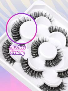 Himirell 5 pares de pestañas postizas esponjosas falsas de visón falso, pestañas naturales de efecto felino, pestañas esponjosas suaves y desmechadas reutilizables