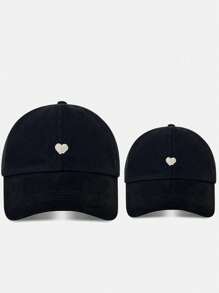 1 pezzo / 2 pezzi Cappellino da baseball con ricamo a forma di cuore per genitore e figlio, con apertura per la coda di cavallo, adatto per uso quotidiano