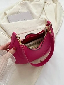 Stylish Solid Color Fashionable Shoulder Handbag For Women - Hot Pink - View 6