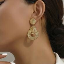 1 Pair Alloy Twisted Geometric Earrings, Suitable For Daily Wear