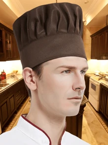 1 pieza Gorra ajustable unisex de poliéster lavable a máquina, elástica, para cocinero, chef, uso diario en restaurantes y uniforme de camarero