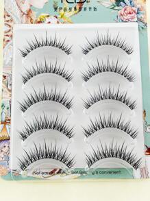 5 Pairs Full Strip False Eyelashes, Natural Look Crossed Dense Lashes, Clear Stem Integrated Lashes, Daily Makeup Tool, Japanese Anime Style Crossed Lashes, Convenient Application, Korean Celebrity Curly Fake Lashes