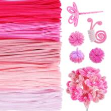 501 Pcs Pink Pipe Cleaners Valentine's Day, Chenille Stems With Step-By-Step Video Tutorials Available, Frzzy Wire For DIY Hand Arts Chenille Stems Pipe Cleaners For Flowers Wrapping Party Decorations