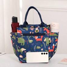 meetself 1pc Portable Large Capacity Insulated Lunch Bag, Waterproof Thermal Lunch Box Tote For Carrying Out