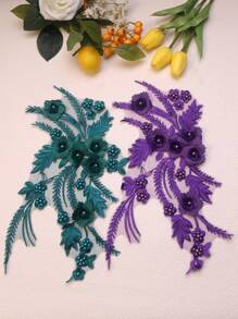 Handgefertigte 3D bestickte Perlenblumen Dekorative Applikationen, DIY Kleidungszubehör, Brautkleid Verzierungen, Größe: 30cm x 20cm