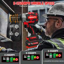 Denaztl Cordless Impact Wrench, 450Ft-Lbs (600N.M) 1/2" Brushless Impact Gun, 21V High Torque Power Impact Driver, 4.0Ah Battery Electric Impact Motor 3 Variable Speeds For Car/Truck RV/Mower