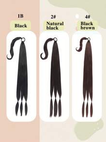 Long Braided Ponytail Extension with Hair Tie Straight Wrap Around Hair Extensions Ponytail Natural Soft Synthetic Hair Piece for Women Daily Wear