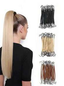 15个装马尾辫橡胶弹力钩发圈，加厚造型弹力钩发圈 - 用橡胶弹力发圈牢固固定马尾辫，适合街头、健身房、发圈、发绳、发饰、头饰等场合。 - 彩色 - 查看 4