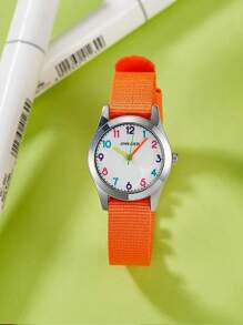 1pc Elegant Cute Cartoon Digital Canvas Children's Watch Quartz Watch Best Birthday Gift For Girls Back To School Season