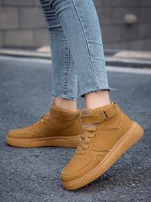 Women Shoes Casual Sneakers, Lace Up Soft Sole Flat Comfortable Skate Shoes For Women, Lightweight High-Top Daily Shoes - Brown - View 2