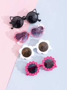 8pcs/1pc Kids' Little Bear Shaped Fashion Glasses For Summer, Perfect For Daily Wear. Kids`S Little Bear Shapes&Flower Shapes Fashion Glasses For Summer, Suitable For Daily Use Glasses Box