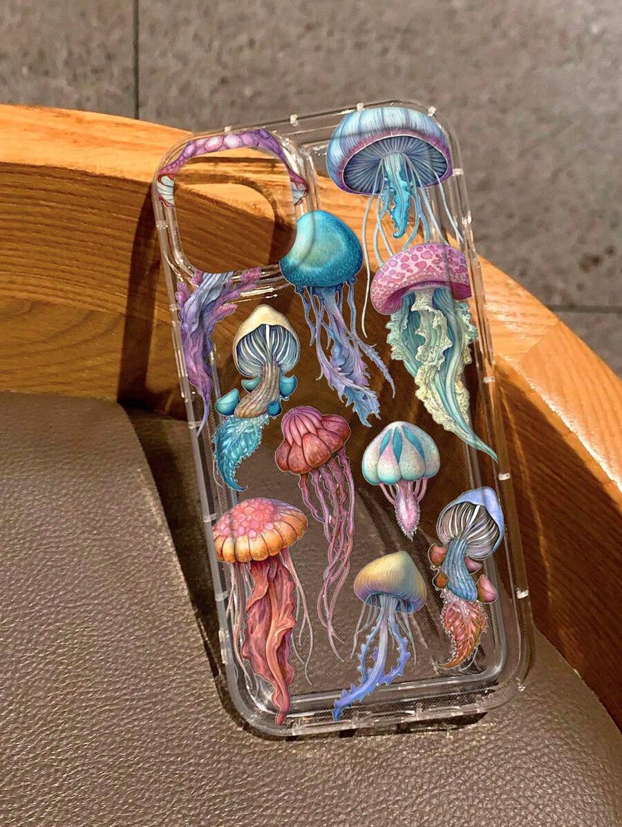 海洋水母图案透明手机壳，兼容 11/12/13/14/15/15 Pro/15 Plus/15 Pro Max/7 Plus/8 Plus/X/Xs Max/Xr/11 Pro/12 Pro/13 Pro/14 Pro/12 Mini/13 Mini/11 Pro Max/12 Pro Max/13 Pro Max/14 Pro Max/14 Plus/6/6s/6 Plus/7/8/SE 和 Galaxy/A54/A14/A12/A13/A15/A32/A33/A24/A52S/S20/S21/S22/S23/S24/S23 Plus/S24 Ultra - 彩色 - 查看 1