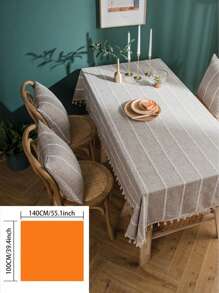 1pc Rustic Style Beige Multi-Line Tablecloth, Rectangular Coffee Table, TV Cabinet, Decorative Dining Table Cover For Kitchen, Family Gathering, Outdoor Picnic - Multicolor - View 13