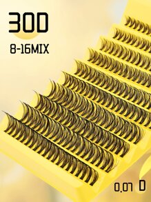 200 簇 10-16 毫米混合尺寸 D 卷曲 30D 俄罗斯卷貂睫毛，天然柔软浓密分段假睫毛，烟熏浓密 DIY 假睫毛，适合日常、派对、舞台、旅行化妆。母亲节、复活节、感恩节、圣诞节、万圣节眼妆必备。很棒的礼物，适合初学者 - D - 查看 7