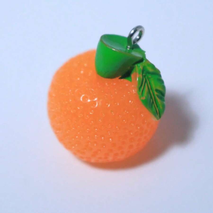 Fruit & Vegetable Animal Christmas DIY Jewelry Accessories Pendant: Corn, Orange, Bamboo, Strawberry, Orange, Lemon, Longevity Peach, Peach, Mushroom, Cake - Suitable For Handmade Assembly Matching - Small Orange - View 1