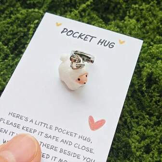 可爱的迷你绵羊口袋拥抱饰品和钥匙扣 - 非常适合动物爱好者，非常适合生日、婚礼、情人节、复活节、母亲节和父亲节 - 可爱的树脂纪念品，带有励志留言卡，绵羊开斋节礼物