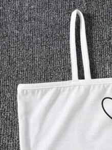 Set casual esterno per ragazze adolescenti, composto da 3 pezzi: top con cappuccio a maniche corte, canotta con stampa a cuori e pantaloncini con stampa a cuori, outfit di moda per ragazze