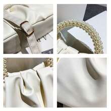 Spring And Summer New Pearl Handbag For Women, Pleated Cloud Phone Bag That Can Be Carried On Shoulder And Diagonally Across, Mini Handbag, Dinner Bag, Wedding Gift Bag - White - View 2