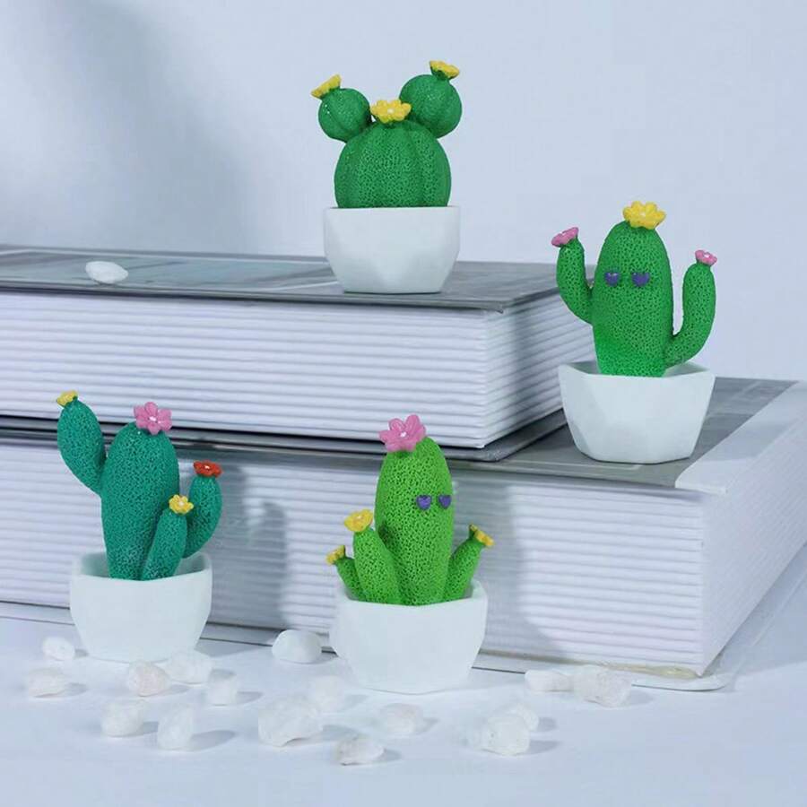 1 pieza/4 piezas Planta suculenta maceta realista de resina linda, decoración de escritorio pequeña de resina, artesanía creativa de resina