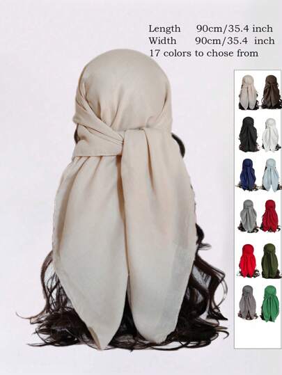 1pc Women's Solid Color Linen-Like Square Scarf, Silk Scarf, Headscarf, Beach Towel, Daily Wear, Festival Decoration Scarf Bandana Top FoulardHijab Babushka Top Bandana,Hair Band,Head Band Snood Ideal For Dressing Up Your Look
