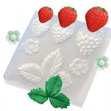 1 Pc White Strawberry Leaf & Flower Shaped Silicone Mold For DIY - White - View 11