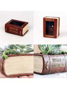 复古北欧风格多肉植物书本花盆，适合家庭、客厅、办公室装饰，送给爱书人的礼物 - 酒紅色 - 查看 7