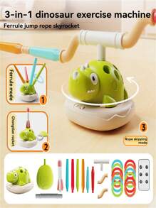 3 合 1 儿童恐龙火箭发射器，带铁环和跳绳的感官训练玩具，适合男孩和女孩的互动礼物 - 彩色 - 查看 8