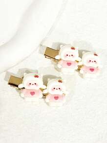 2 件装女士中东斋月羊心樱桃休闲波西米亚派对可爱 ABS 塑料发夹 - 彩色 - 查看 6