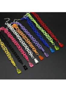 1 Stück Halskette mit kaugummi-farbigem Harz Anhänger für Frauen und Mädchen, Acrylkette Schmuck Großhandel Geschenke